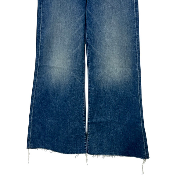 MOTHER JEANS WOMENS SIZE 30 THE ROLLER FRAY HIGH-RISE WIDE LEG FLARE BLUE NEW - Picture 9 of 13